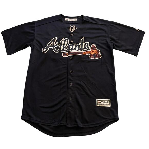 Majestic Men’s Atlanta Braves Ronald Acuna Jr #13 Navy Cool Base Jersey - Picture 1 of 13